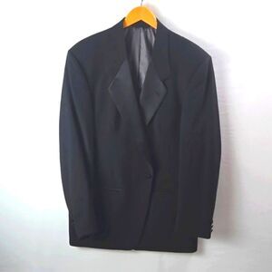 Christian Dior Le Connaisseur Black Satin Lapel Blazer Tuxedo Jacket Sz 44XL